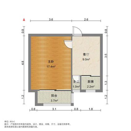 路南新华联广场整租 定福里1室1厅/37平/中楼层