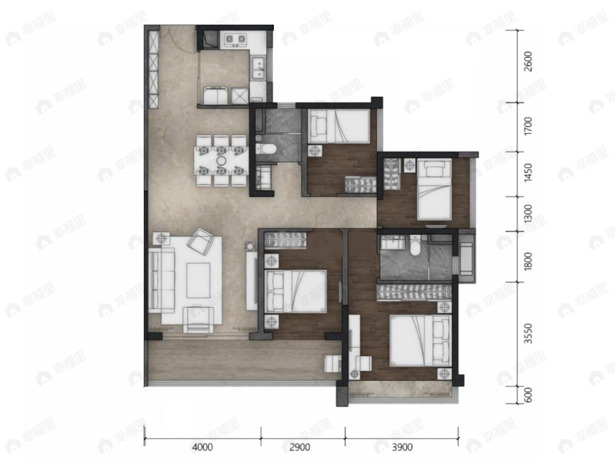 保利天珺4室2厅2卫户型图