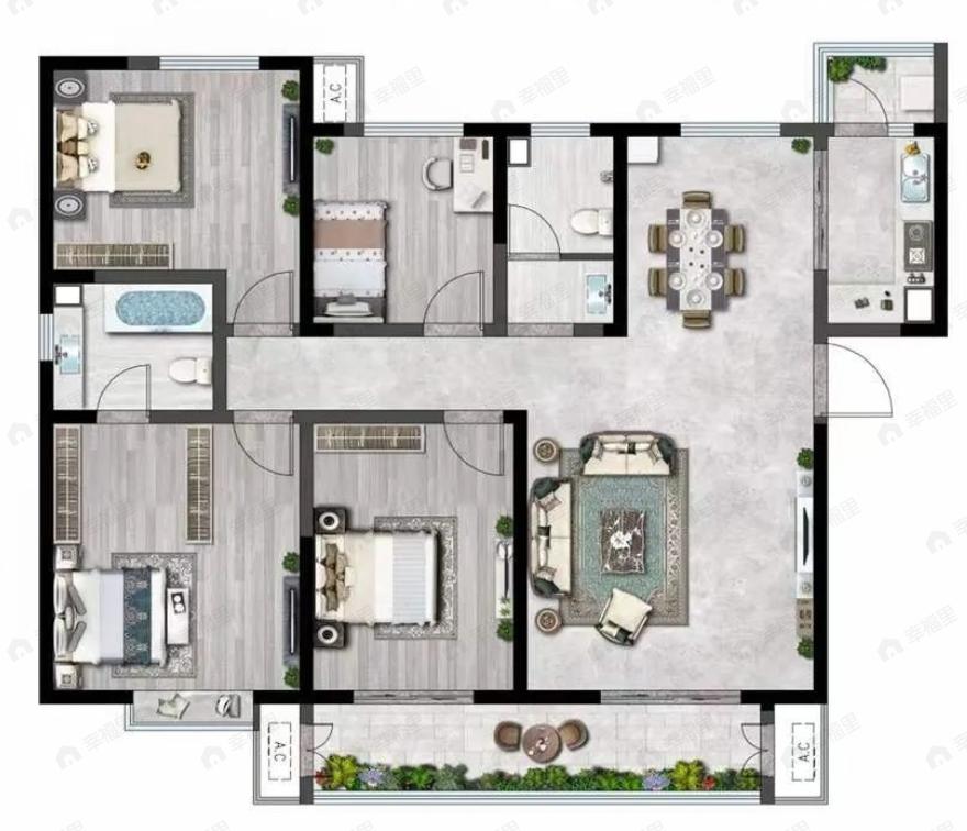 隆源国际城4室2厅2卫户型图