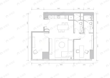 蔚蓝卡地亚中心CEO公馆2室2厅2卫户型图