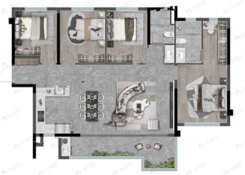 龙湖天屿4室2厅2卫户型图