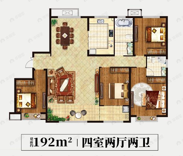 学府名著4室2厅2卫户型图