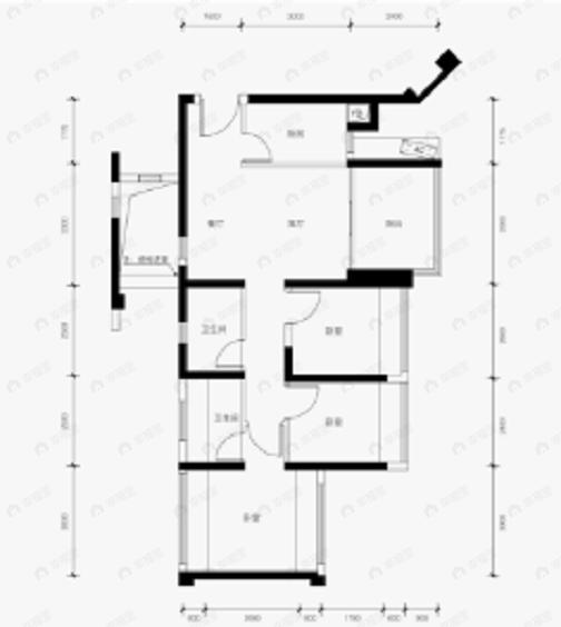 鸿荣源尚云3室2厅2卫户型图