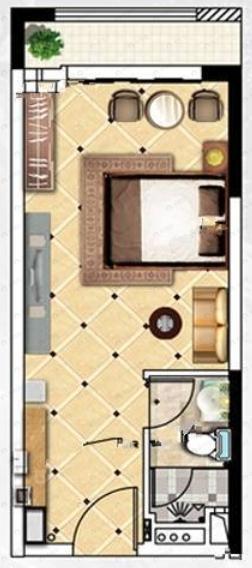 越秀滨江·盛悦1室1厅1卫户型图