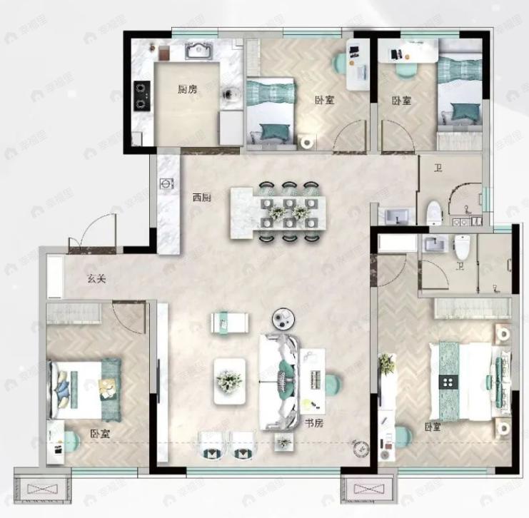 呼和浩特碧桂园星耀4室2厅2卫户型图