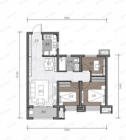 保利大都汇3室2厅1卫户型图