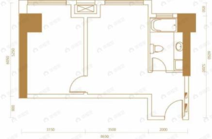学府名邸1室1厅1卫户型图