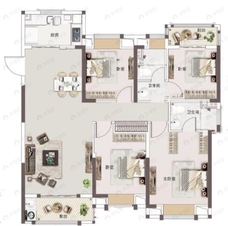 鹏湖湾4室2厅2卫户型图