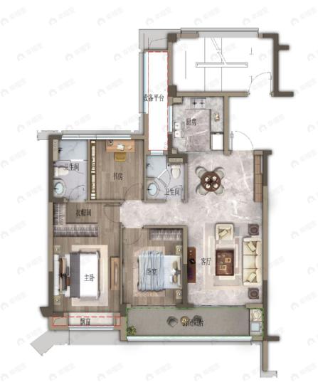 滨江福田里3室2厅2卫户型图