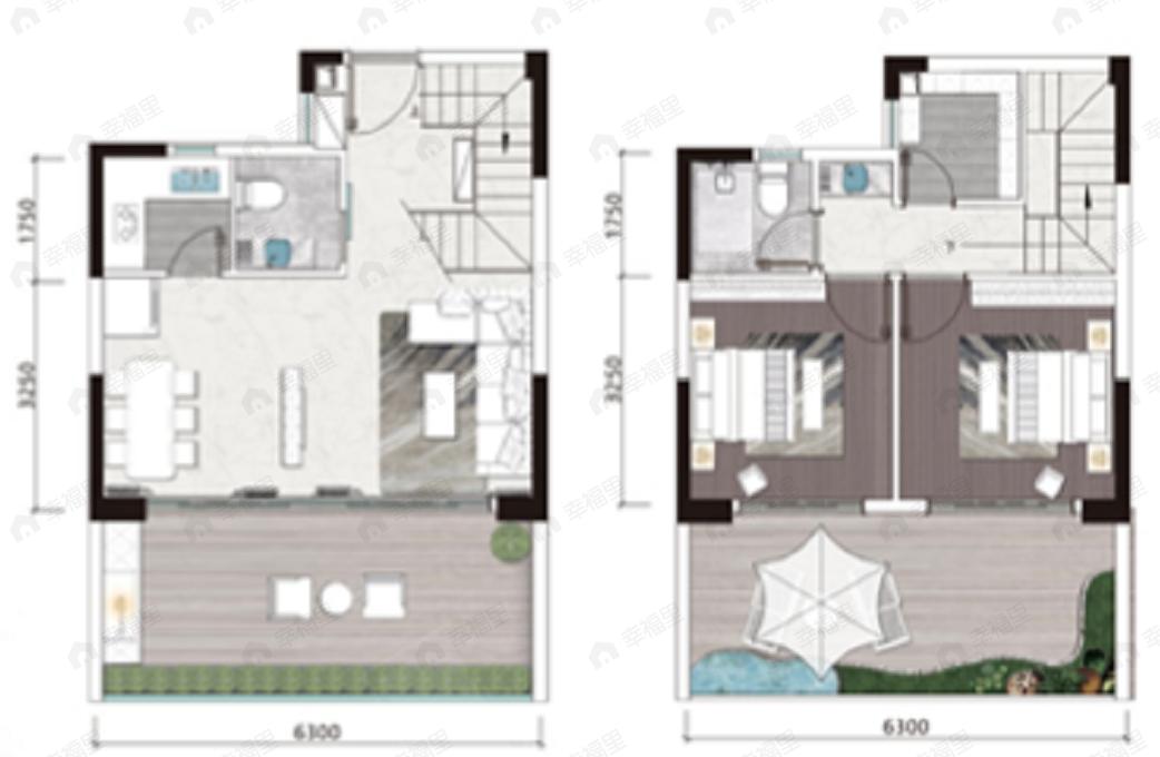 织梦山水涧2室2厅2卫户型图