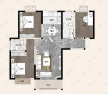 商都阜园3室2厅2卫户型图