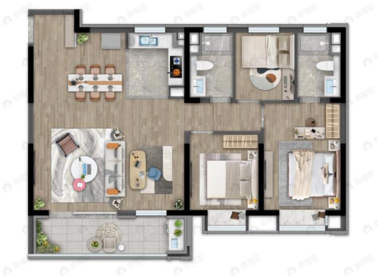 熙云里4室2厅2卫户型图