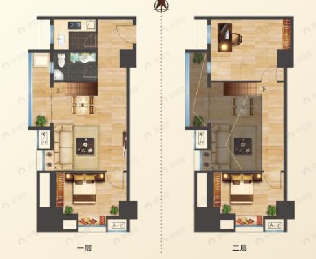 国王的公寓3室2厅1卫户型图