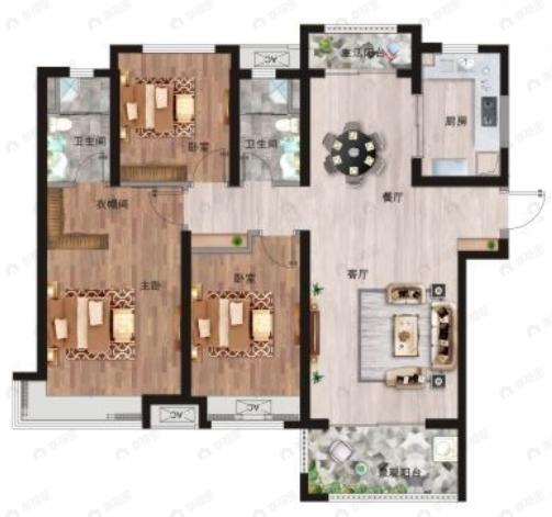 保利新武昌3室2厅2卫户型图