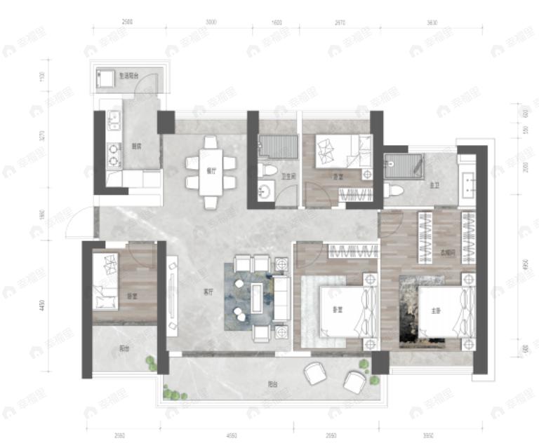 富基云珑府4室2厅2卫户型图