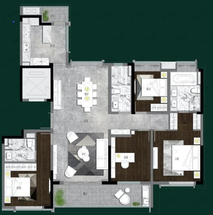 中信泰富滨江金融城4室2厅3卫户型图