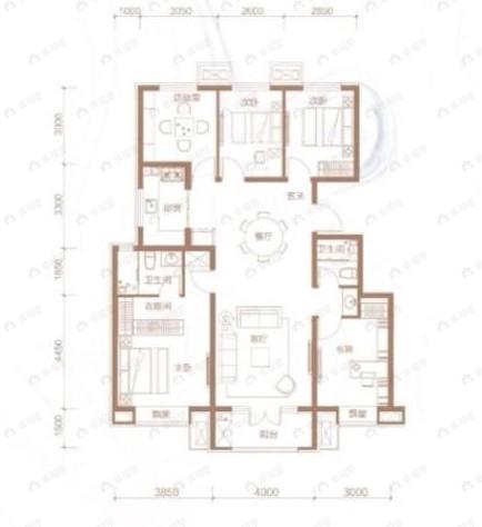 5室2厅2卫建面140平南|北户型图