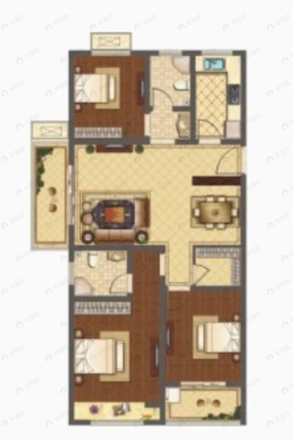 中达宜居锦苑3室2厅2卫户型图