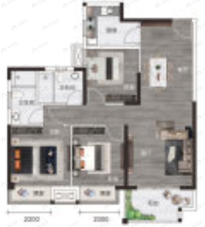 隆源学府3室2厅2卫户型图