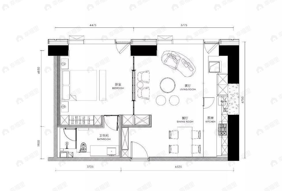 新光大中心1室1厅1卫户型图