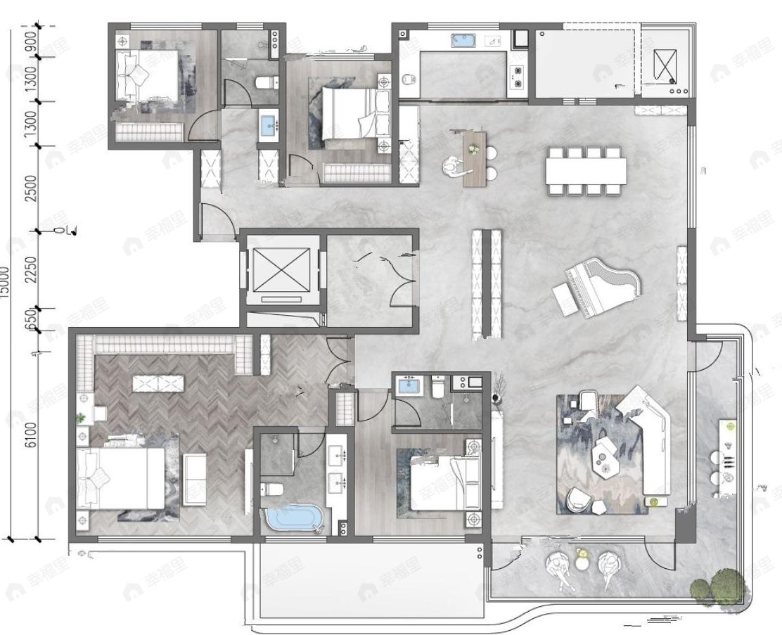 龙湖星河云河颂4室2厅3卫户型图