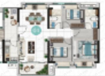东基四季金谷3室2厅2卫户型图