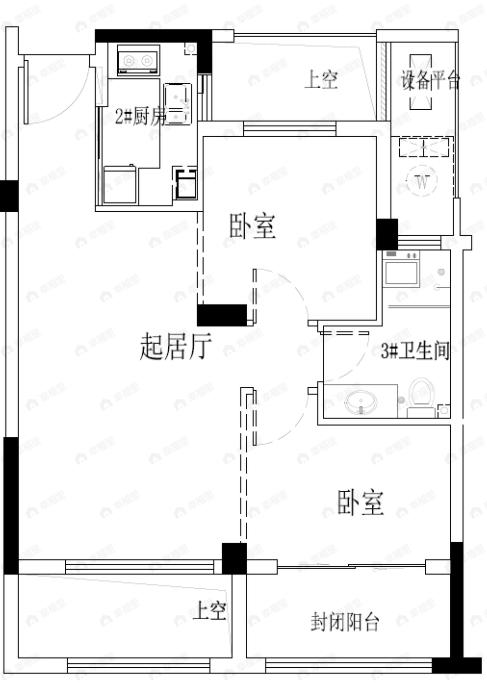 悦香园2室1厅1卫户型图