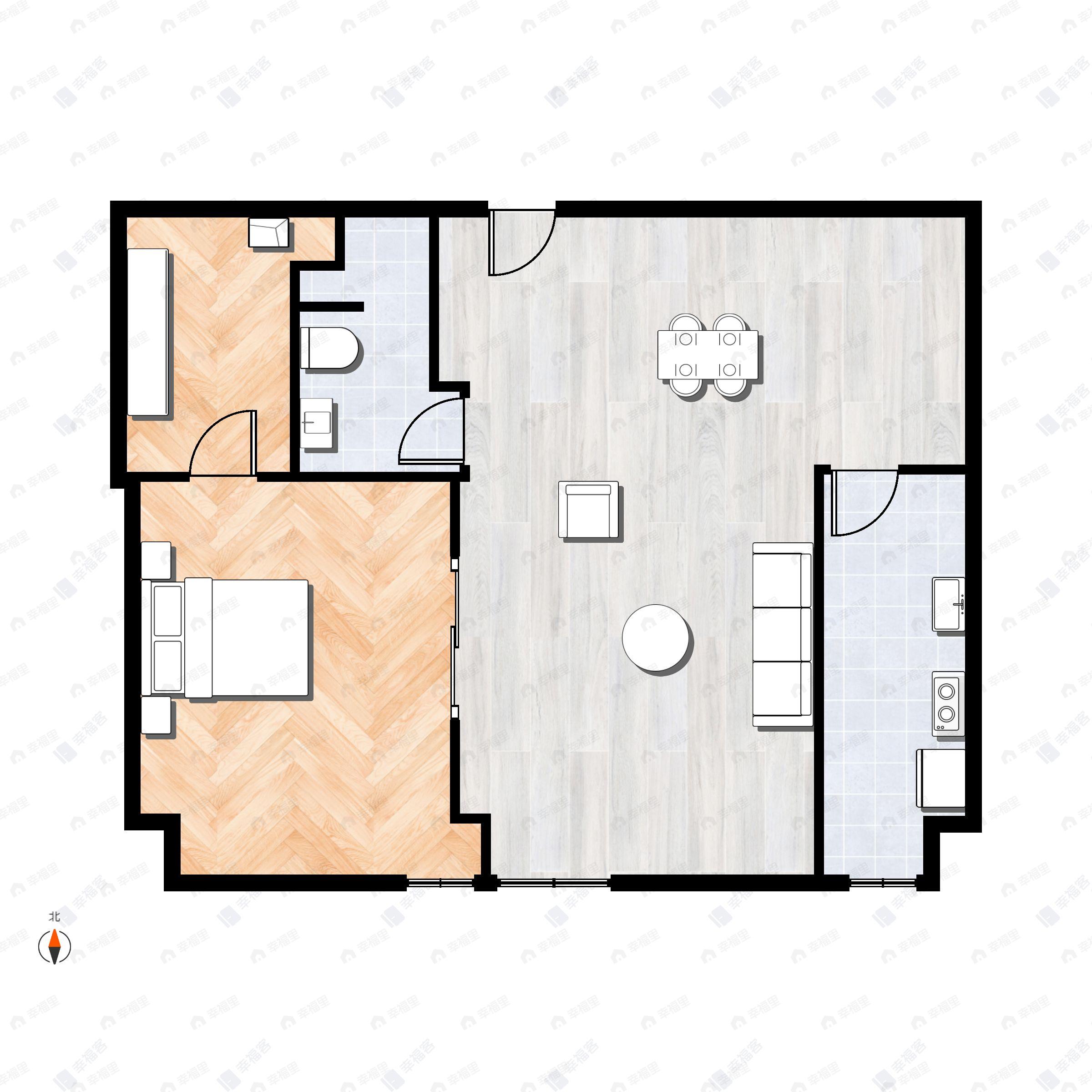 1室1厅1卫建面115m²南户型图