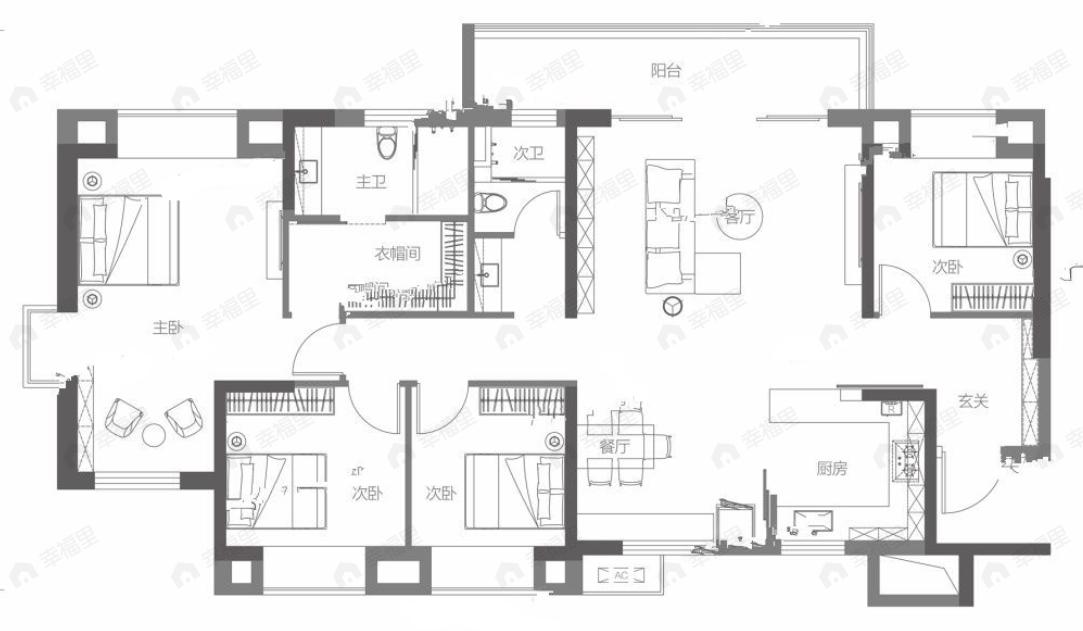 中海寰宇天下4室2厅2卫户型图