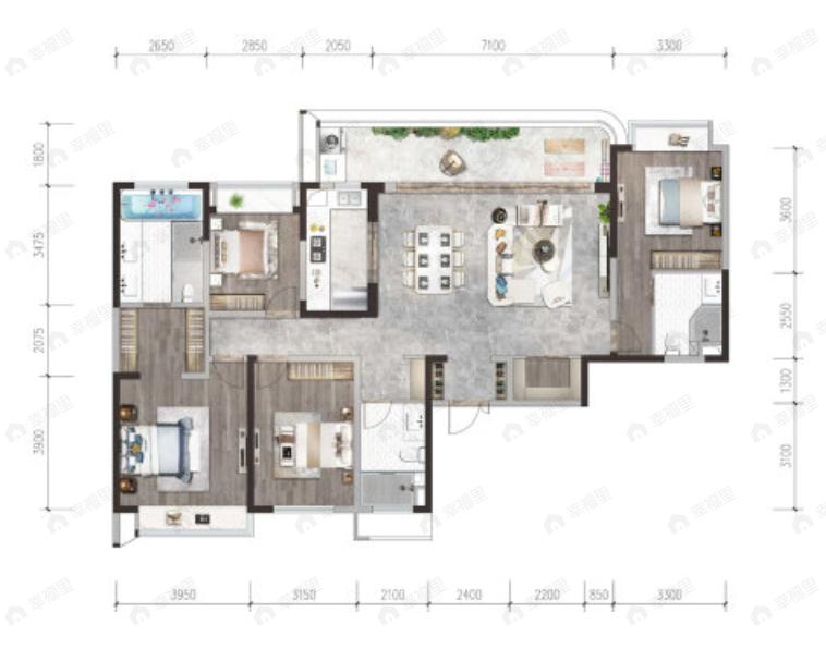 天府公园未来城4室2厅3卫户型图