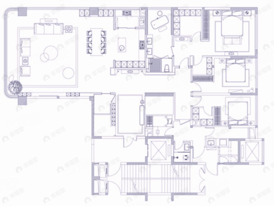 德商迎晖天玺商办4室2厅3卫户型图
