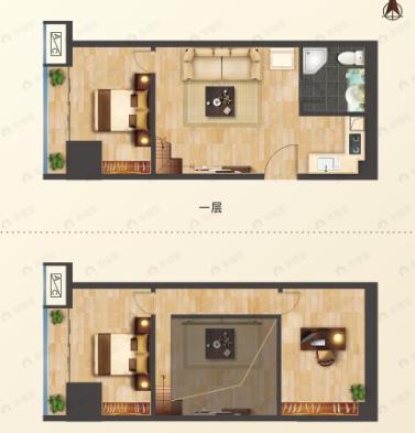 国王的公寓3室1厅1卫户型图