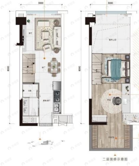 中国铁建城1室2厅1卫户型图