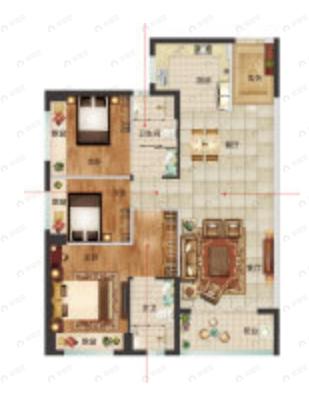 3室2厅2卫建面98平南|北户型图