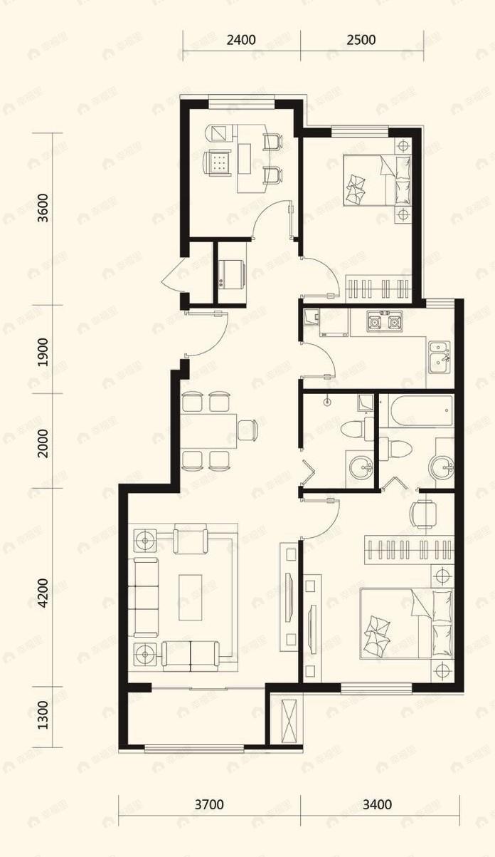 韩建观山源墅3室2厅2卫户型图