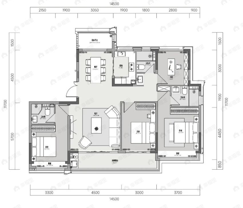 高速·云曜芳华4室2厅3卫户型图