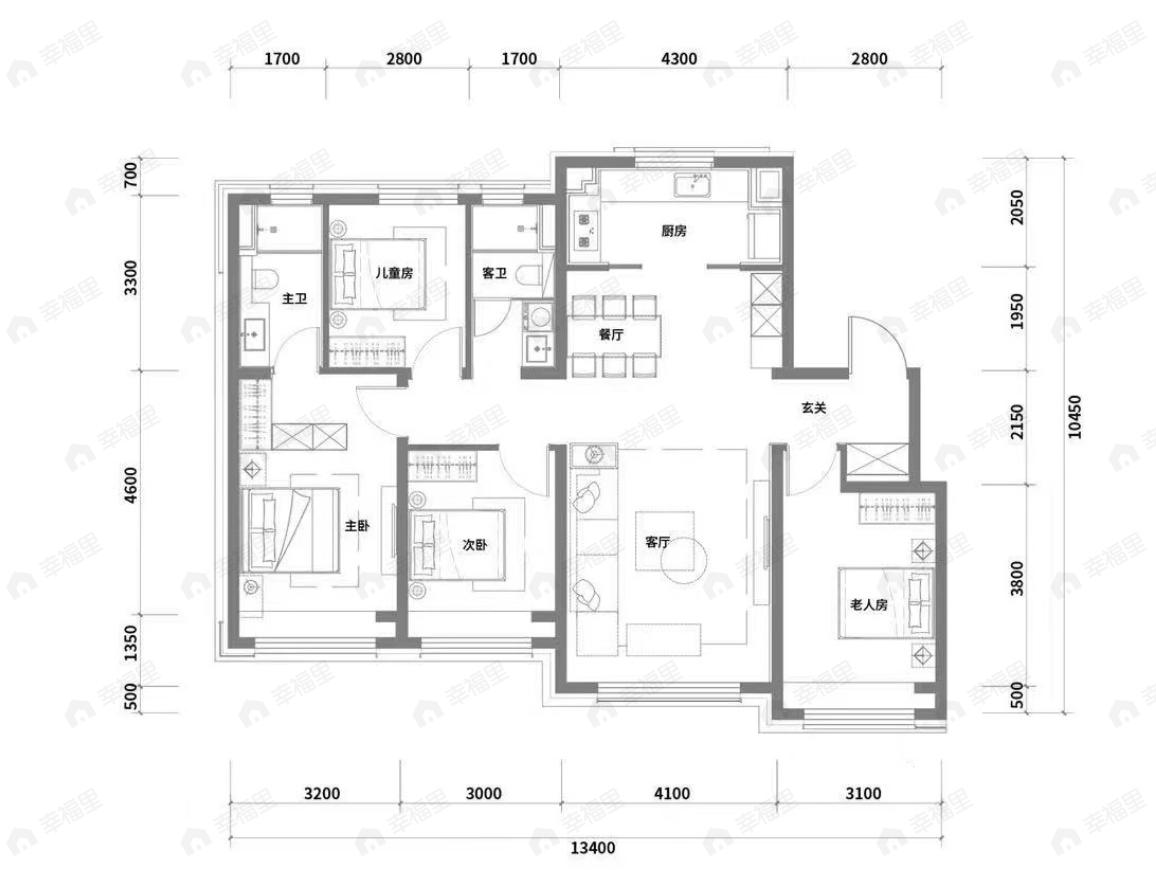 金茂长安悦4室2厅2卫户型图
