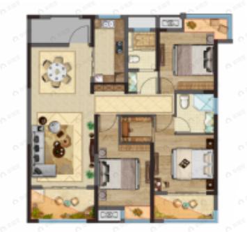 凯宇海德公园3室2厅2卫户型图