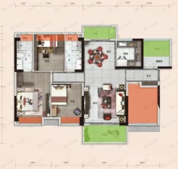 碧桂园大成花园5室2厅2卫户型图