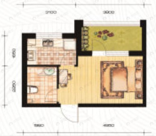 七星九龙湾1室1厅1卫户型图