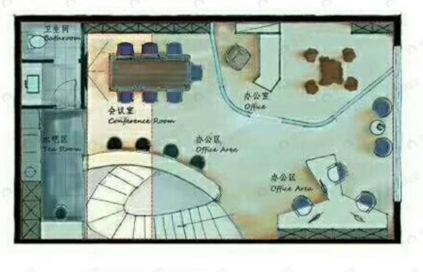 西安环球贸易中心1室1厅1卫户型图