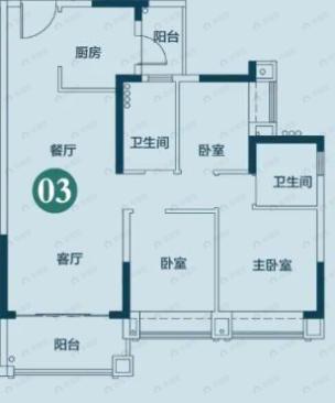 敏捷水映澜山3室2厅2卫户型图