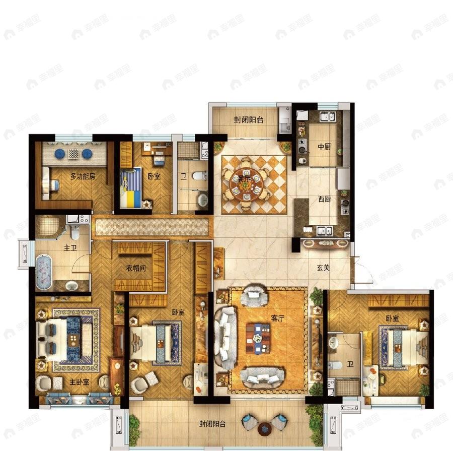 兰州碧桂园文璟城5室2厅3卫户型图