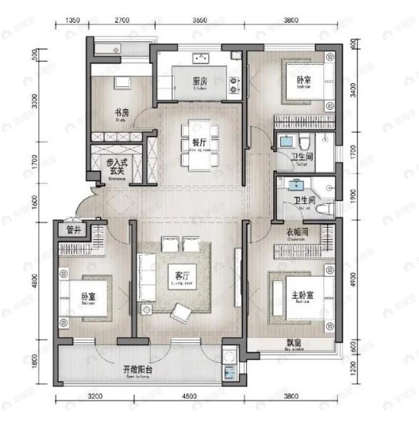 华地·公元壹品4室2厅2卫户型图