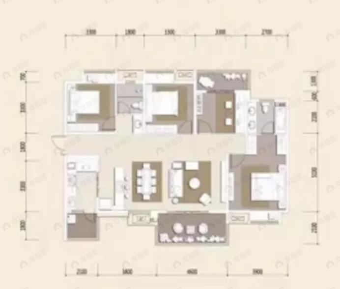 美信国际花园城4室2厅2卫户型图