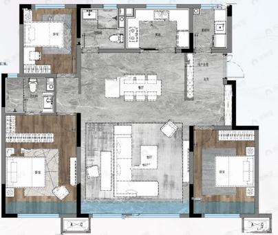 保利·和锦堂煦3室2厅2卫户型图
