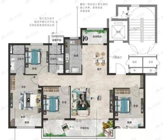 4室2厅2卫建面143平户型图