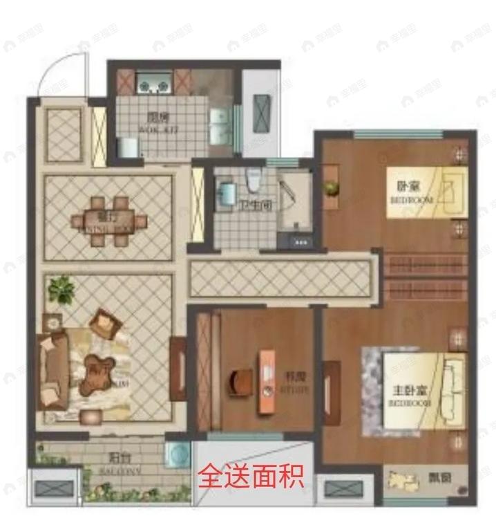 绿城明月江南3室2厅1卫户型图