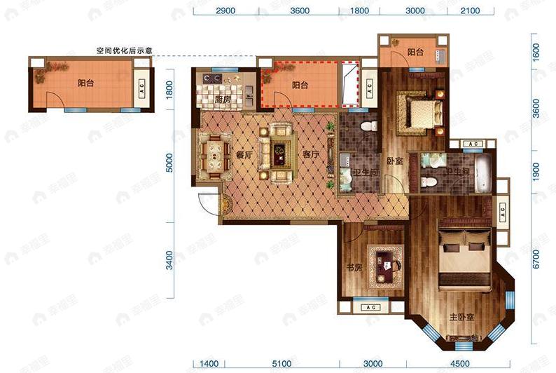 朗诗西海岸3室2厅2卫户型图