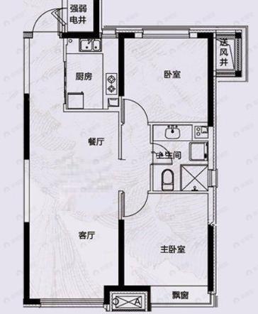 沈阳恒大盛京珺庭2室2厅1卫户型图